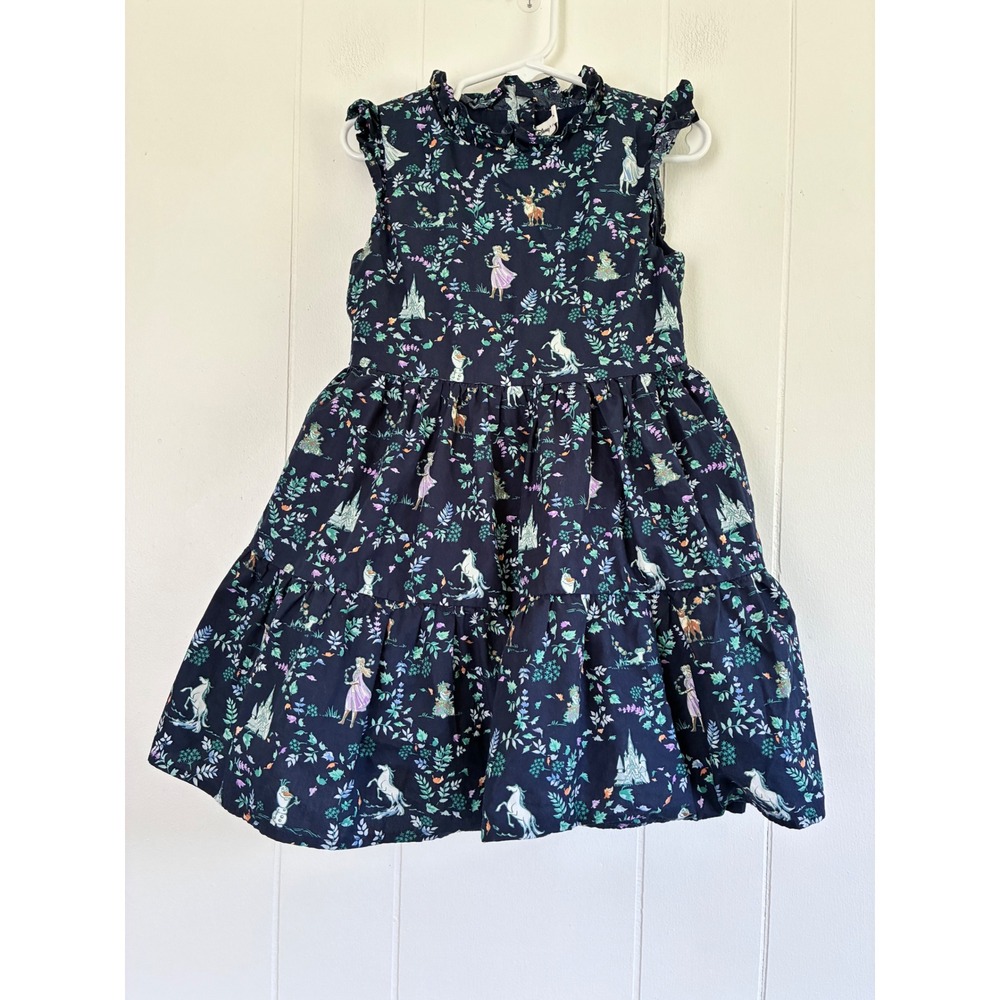 Disney x Janie and Jack Frozen II Dress Navy Blue Elsa Anna Olaf Girls Size 5